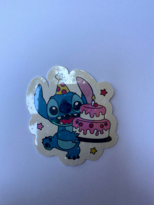 Stitch With Cake Sticker