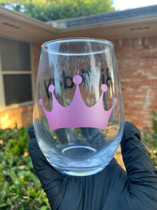 Birthday Queen Wine Glass