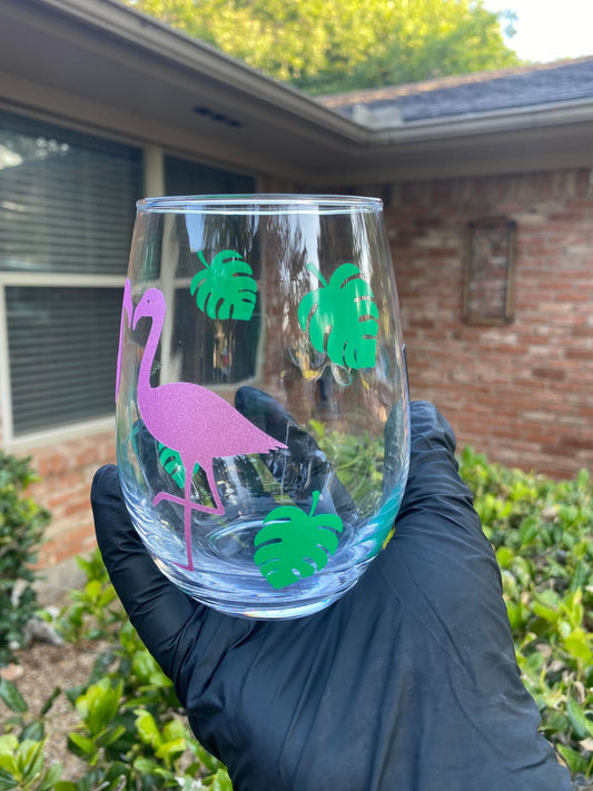 Flamingo Wine Glass