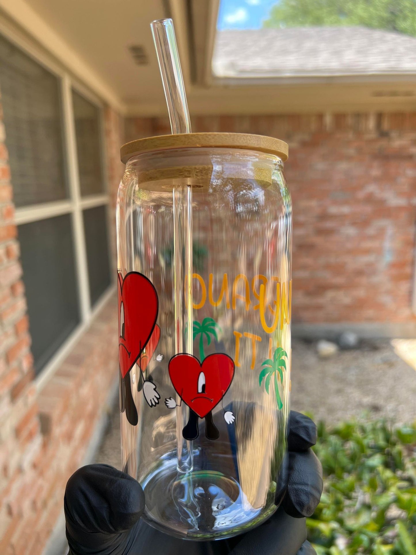 16oz Bad Bunny Glass Cup