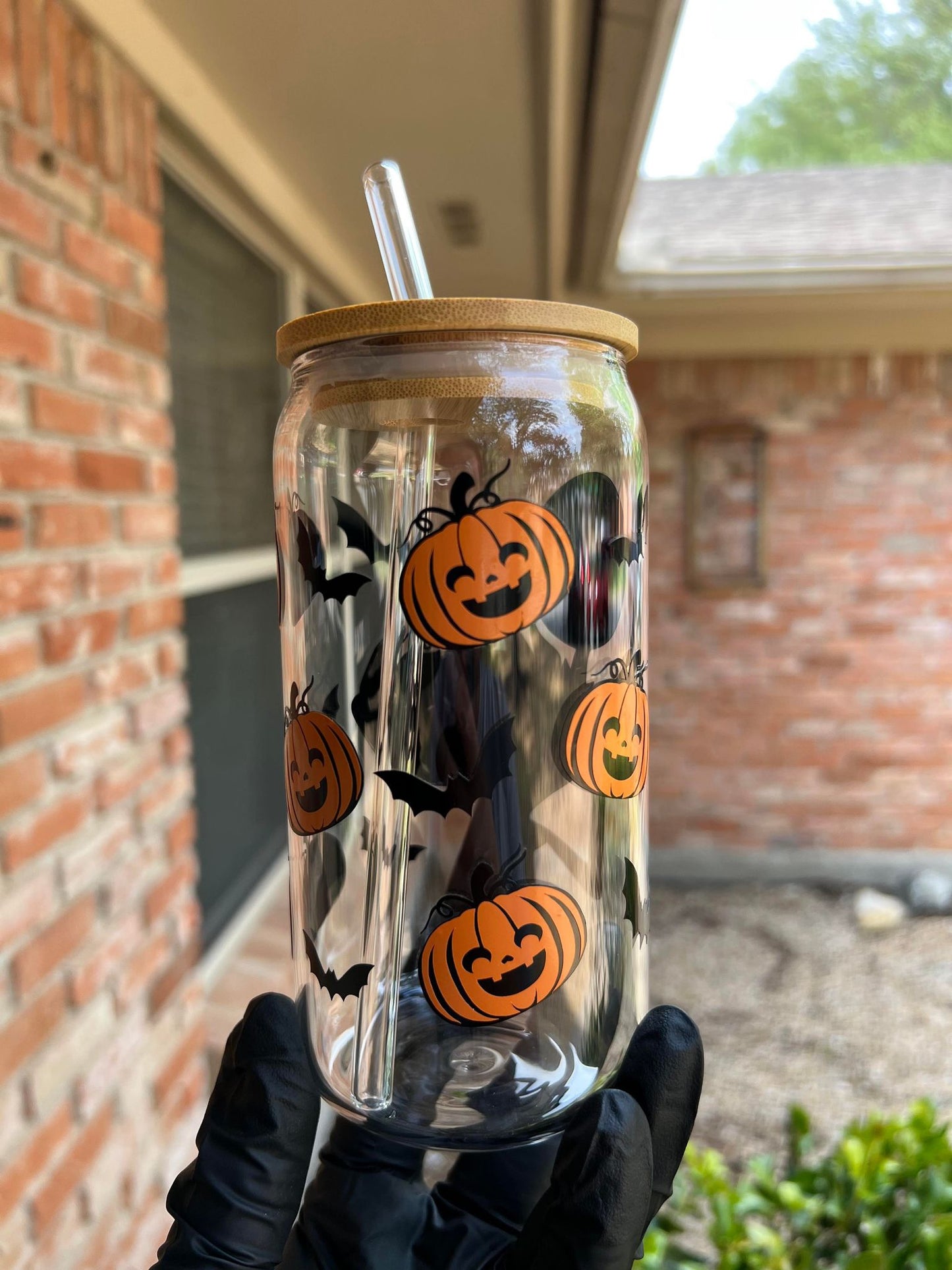 16oz Jack The Skeleton Glass Cup