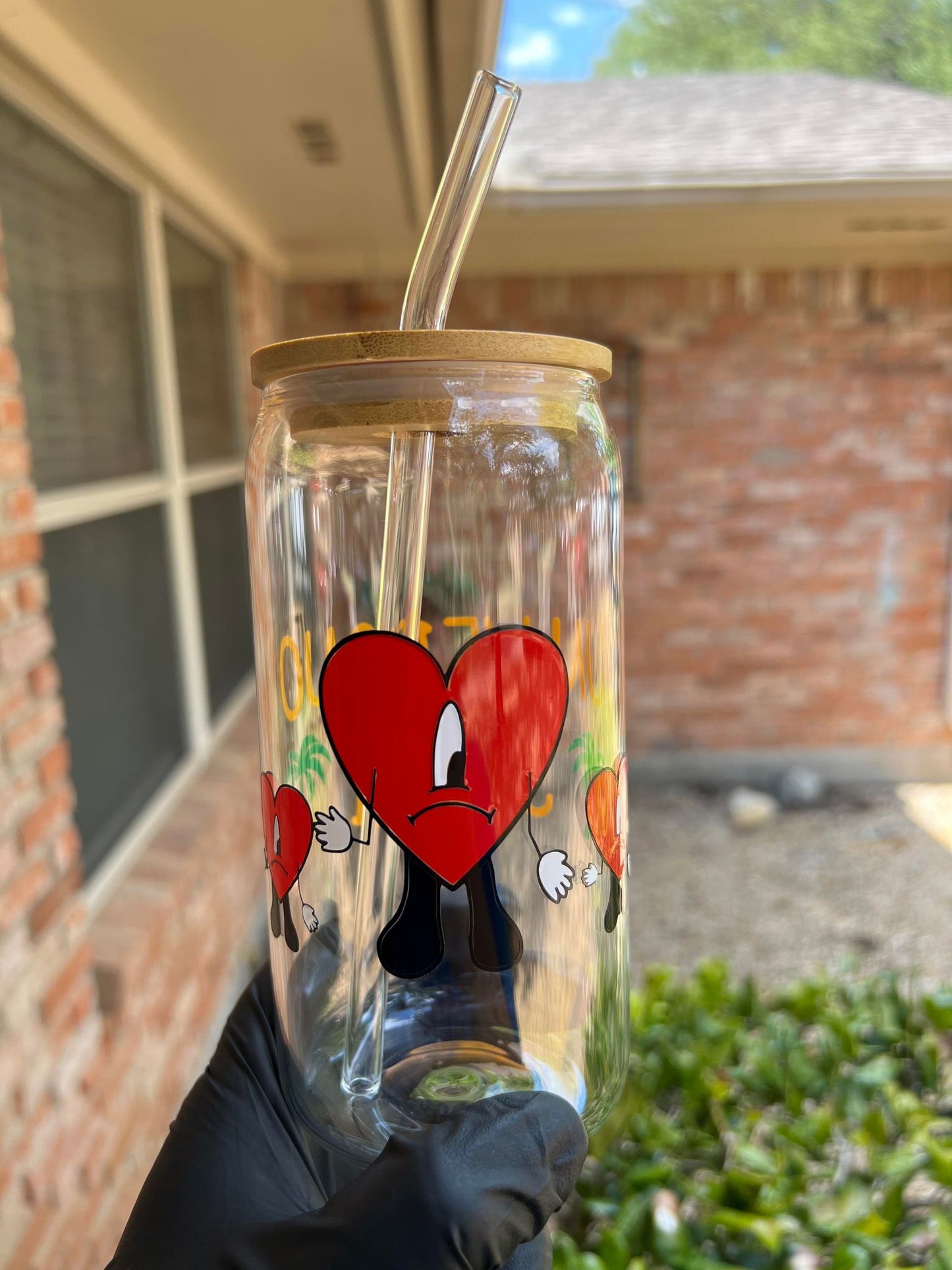 16oz Bad Bunny Glass Cup