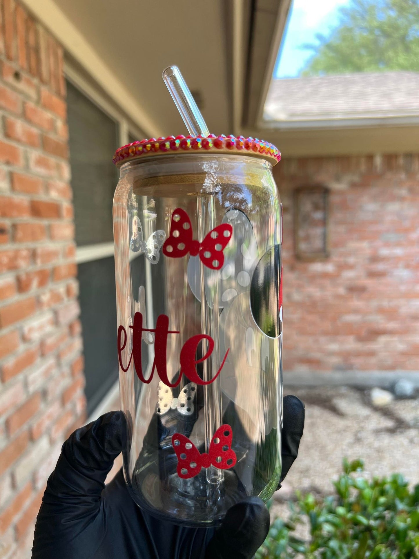 16oz Minnie Mouse Glass Cup