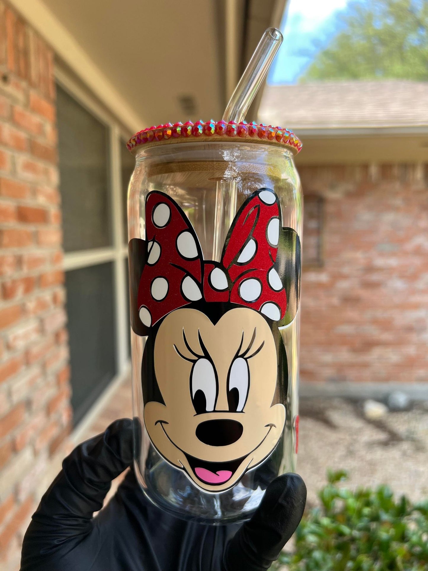 16oz Minnie Mouse Glass Cup