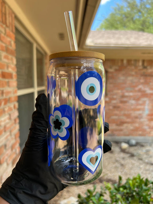 16oz Evil Eye Glass Cup