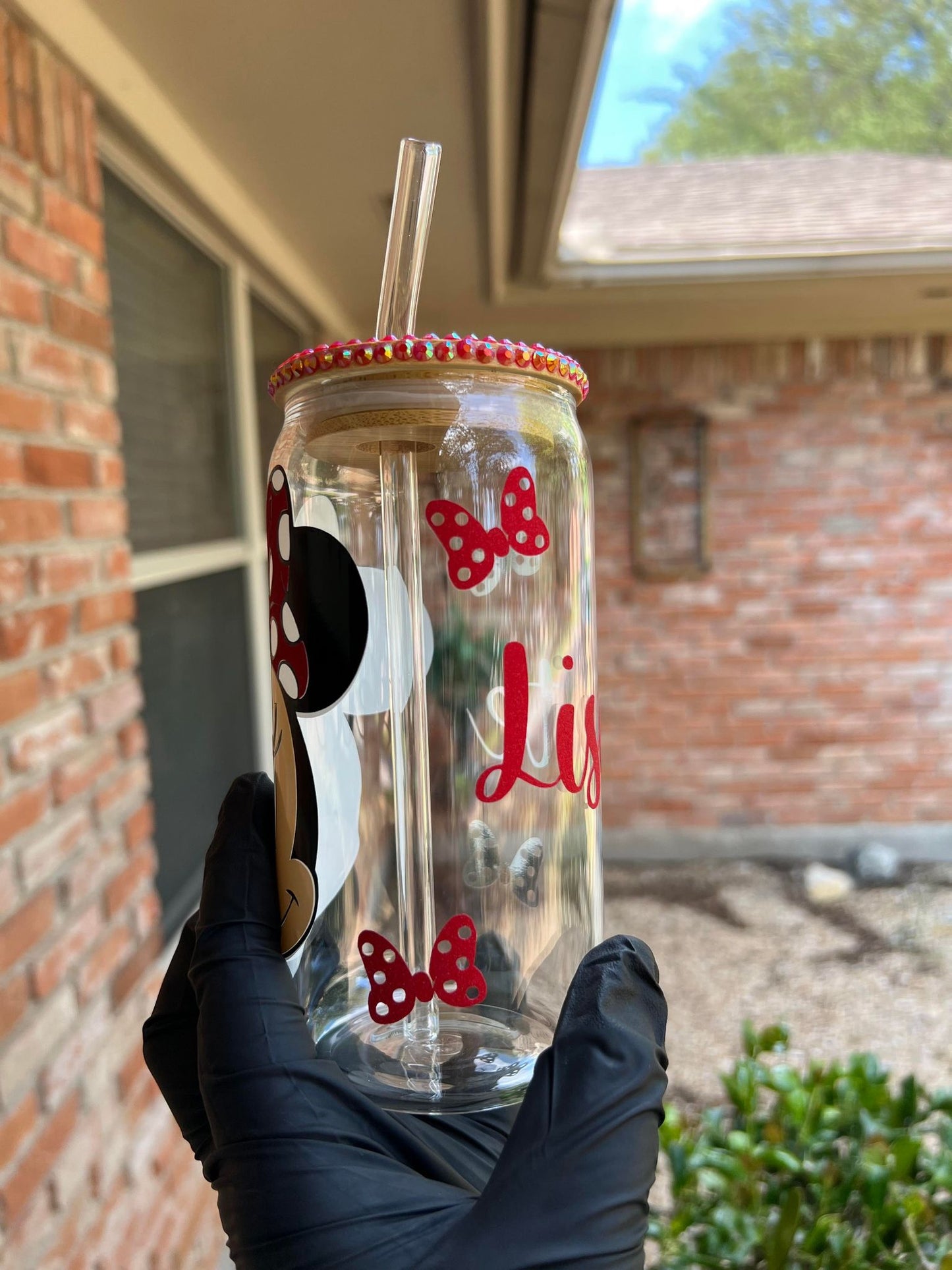 16oz Minnie Mouse Glass Cup