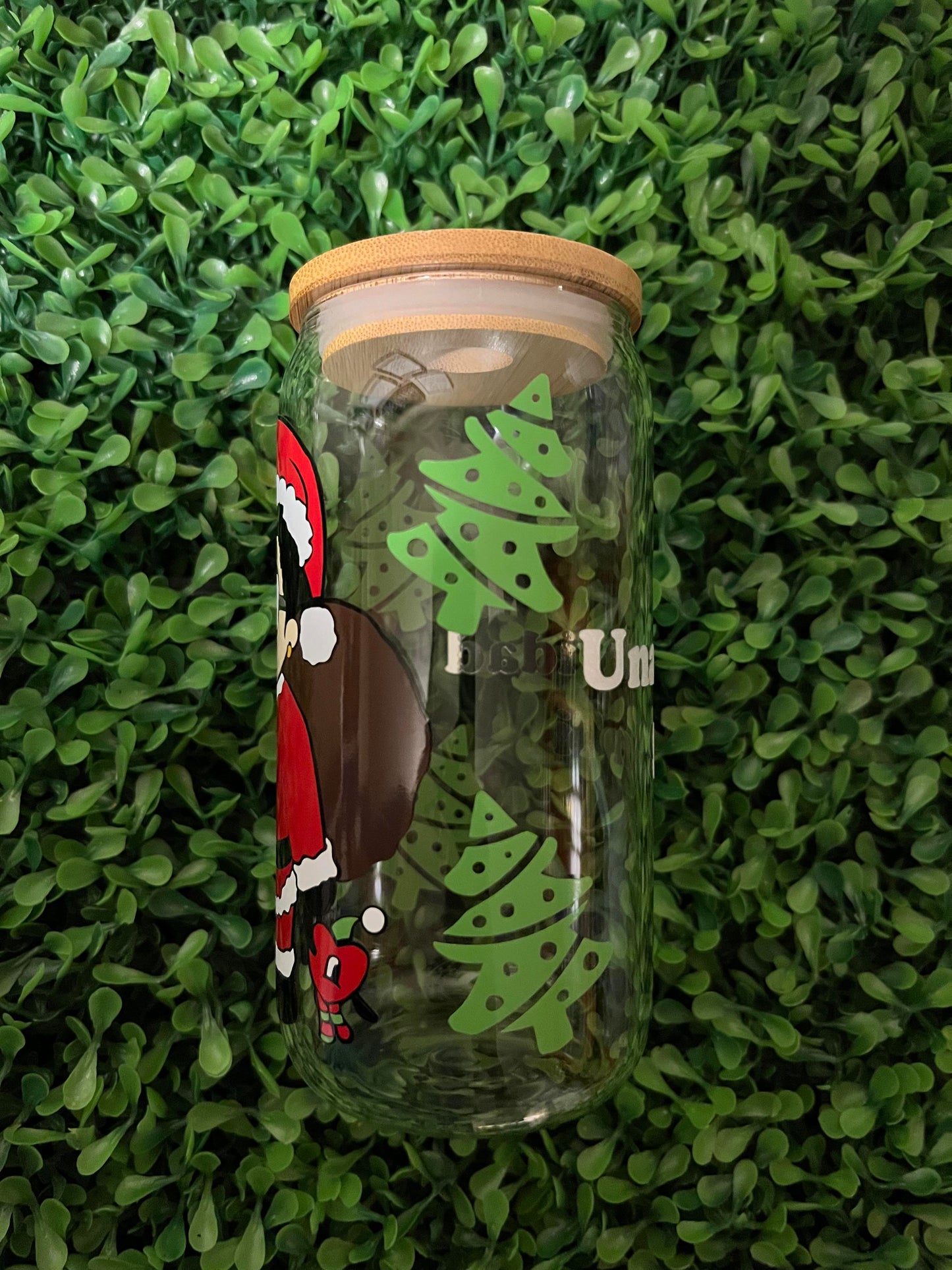 16oz Bad Bunny Santa Glass Cup