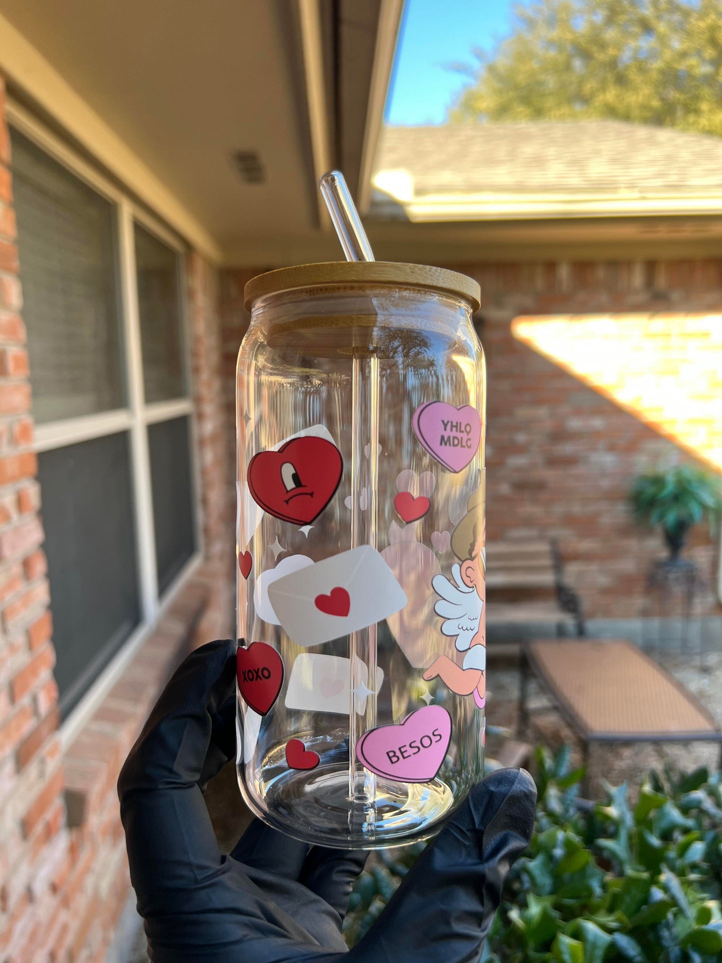 16oz Benito Valentines Glass Cup